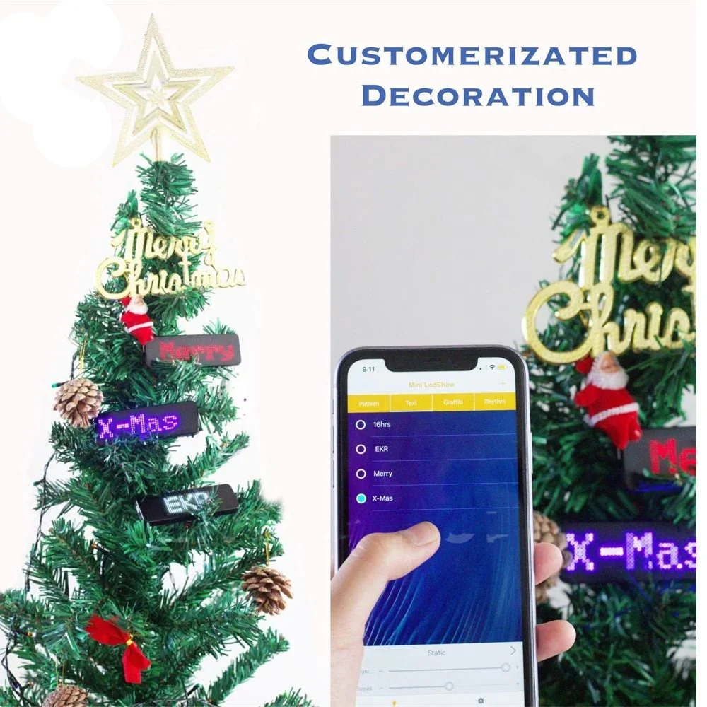 LED Fully New Bluetooth LED Name Badge DIY Programmable Scrolling Message Board Mini LED Display HD Text Digits Pattern Display