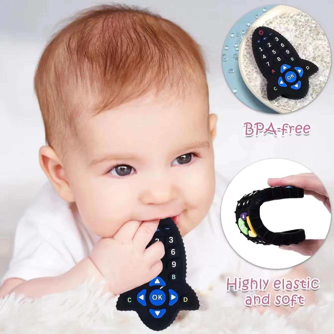 Baby Toys 0 12 Months Silicone Teething Toy Remote Control Shape Bear Teether Chew Toys Relief Teeth Gum Sensory Toys for Babies