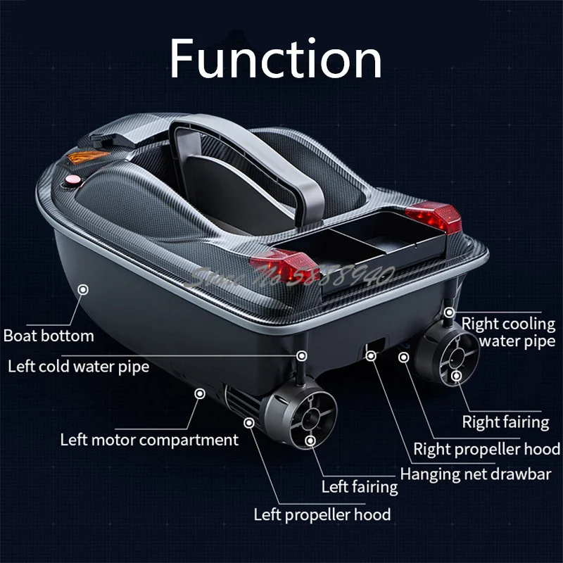 Smart Voice Broadcast RC Bait Boat 500M 4KG Load 3 Hopper Waterproof Over Distance Prompt LED Light Remote Control Fishing Boat