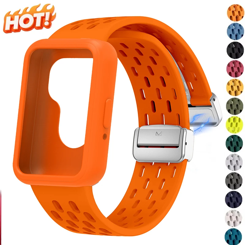 For Samsung Galaxy Fit 3 Silicone Cover Sport Bracelet For Galaxy Fit3 TPU Soft Shell and Breathable Sport Band Strap+Case