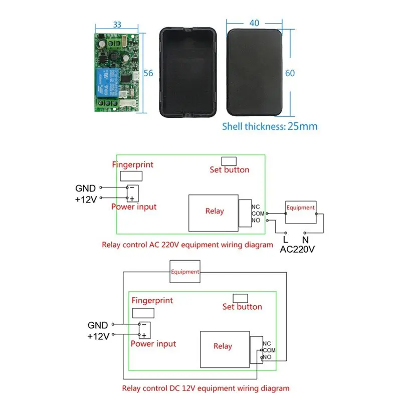 howhow Access Control Fingerprint Control Board 7-30V Fingerprint Identification Module DIY Relay Door Lock Controller, S3