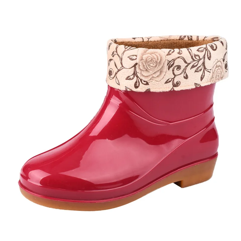 Short Rain Boots Women Round Toe Non-slip Rain Shoes Rubber Boots Garden Galoshes Slip-on Soft Bottom Rainboots Dropshipping