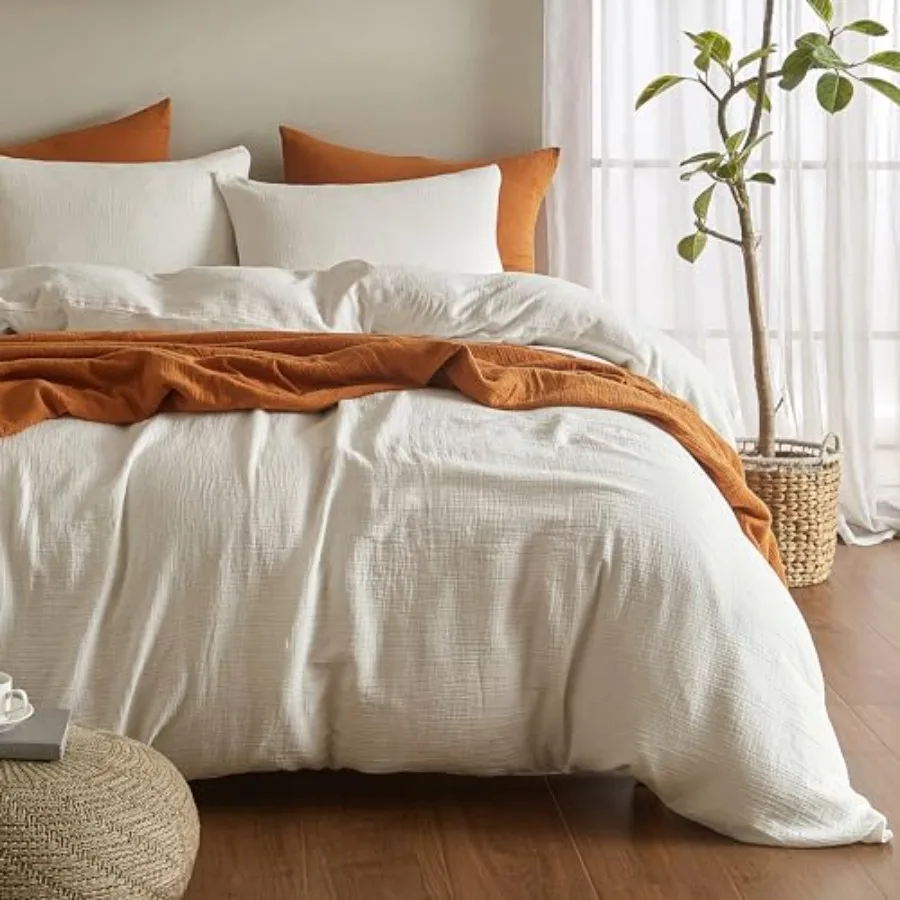 

Комплект пододеяльников Slin King Size из 100% стираного хлопка, ультрамягкий, 3 предмета, с эффектом муслина, 2 штуки