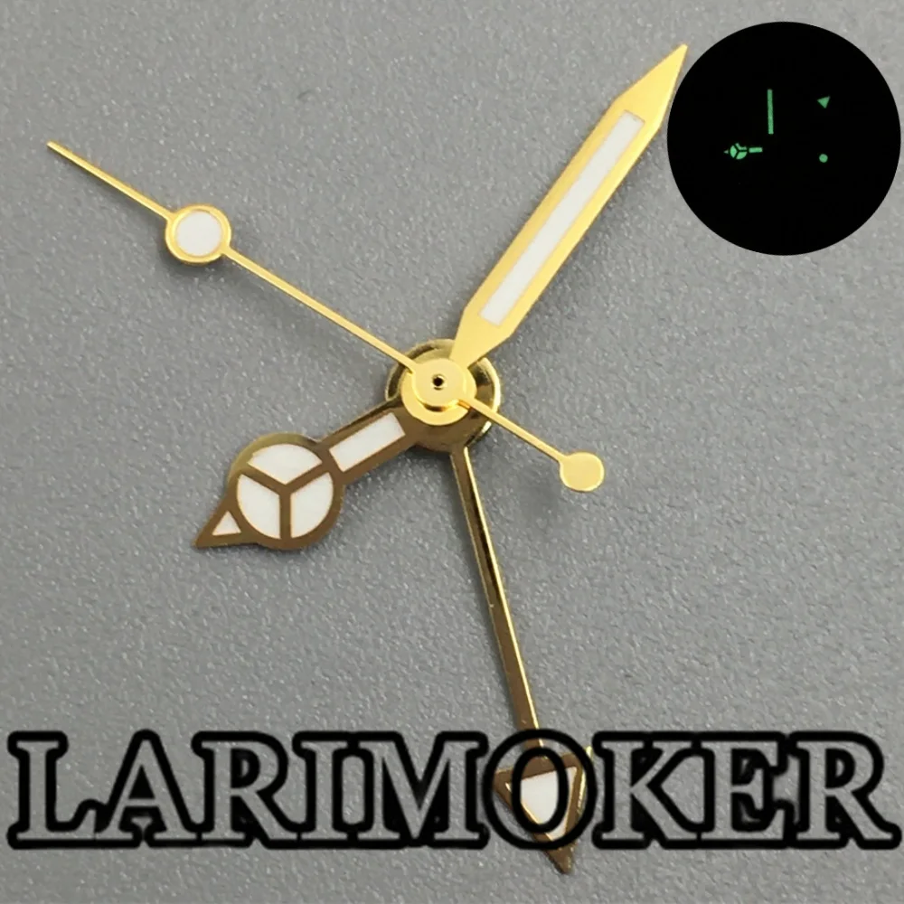 LARIMOKER GMT 시계 핸드 세트, 블랙 실버 골드 로즈 골드, C3 그린 루미너스 핏 론다 515 -24h 무브먼트 워치, 4 개