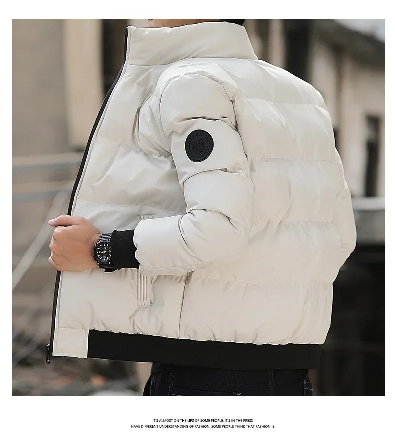 2024 autumn/winter cotton men's short windbreaker with tiger head logo, thick and informal, M-5XL, warm jacket