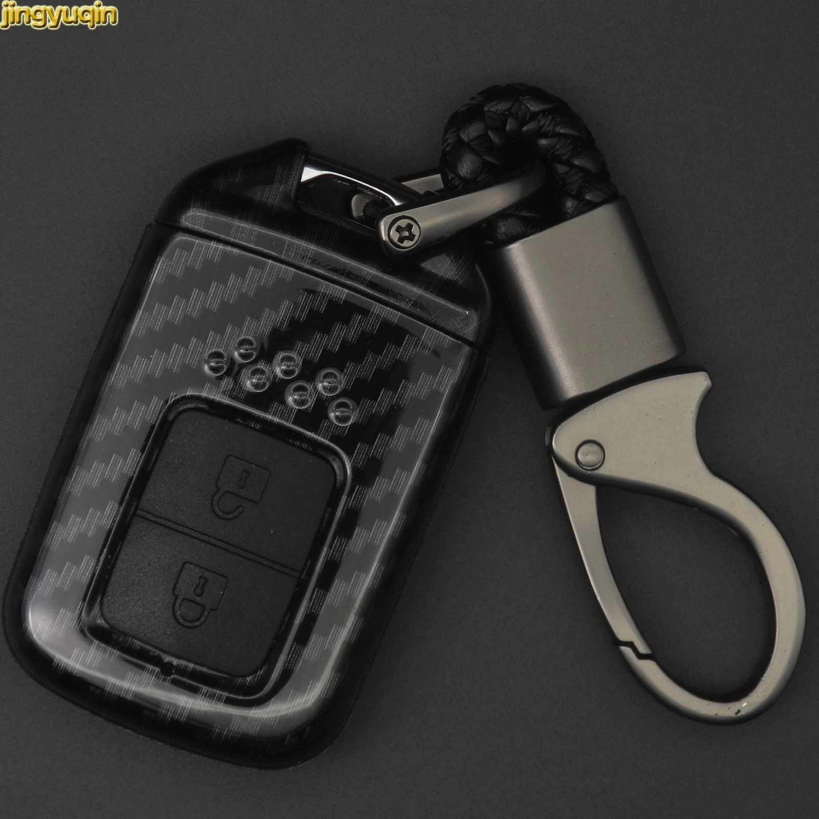 Jingyuqin 5pcs Remote Car Key Carbon Fiber Case For Honda Civic Accord Pilot CRV 2015 2016 2017 2018 2/3 Button Smart Fob ABS