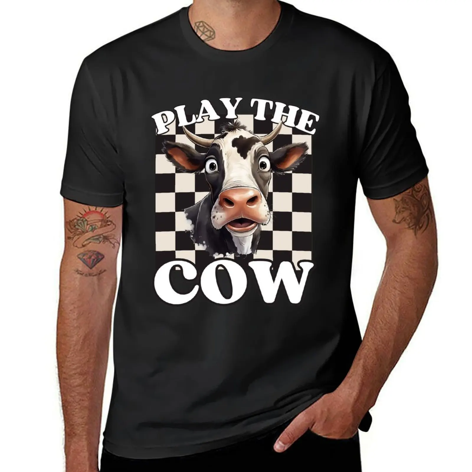 

Play The Cow Chess Opening T-Shirt quick drying Short sleeve tee mens t shirts casual stylish