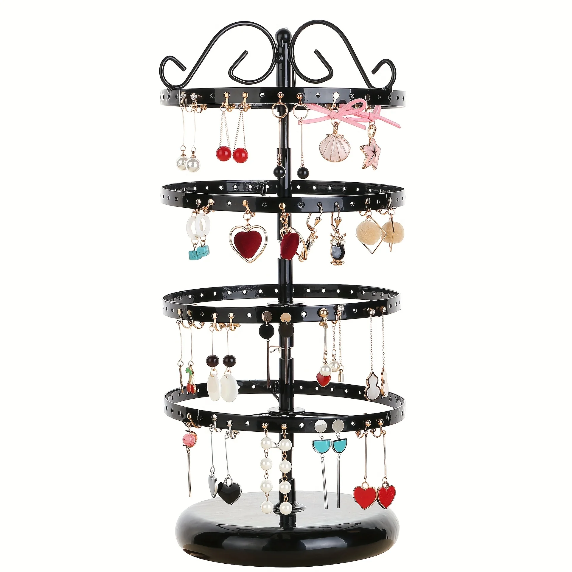 1pc 5 Tiers Metal Rotating Earring Holder Organizer, Jewelry Display Stand Necklace Rack Holder Gift For Woman Jewelry Organizer