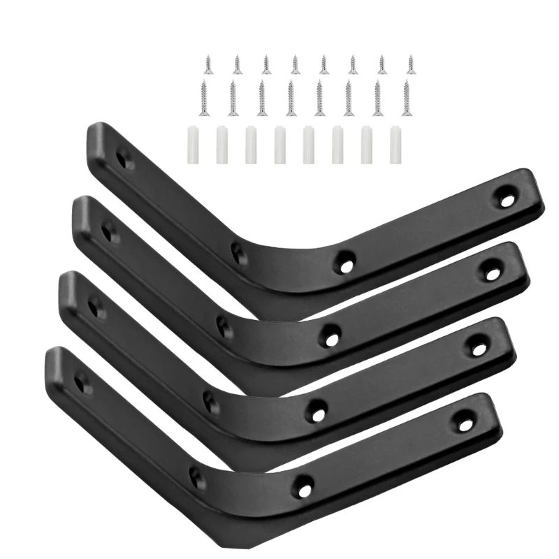 Pack of 4 Heavy Duty Metal L Wall Shelf Brackets 4x4 Inch Floating Shelf Supports Brackets for Home and Office Use