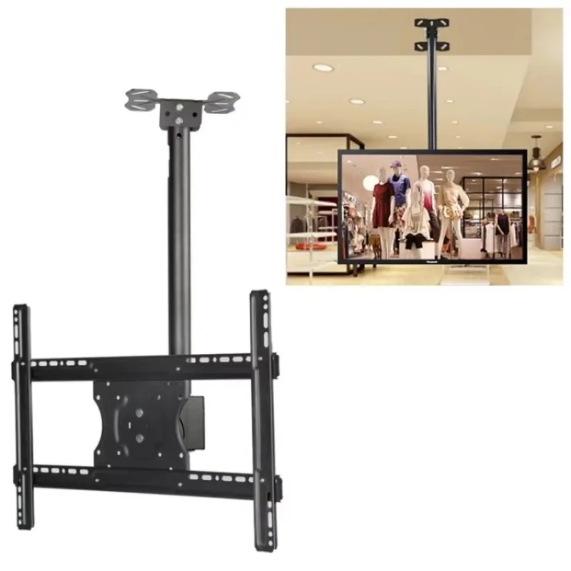 32-65 Inch Universal Height & Angle Adjustable Single Screen TV Wall-mounted Ceiling Dual-use Bracket 0.5-2m Retractable Range