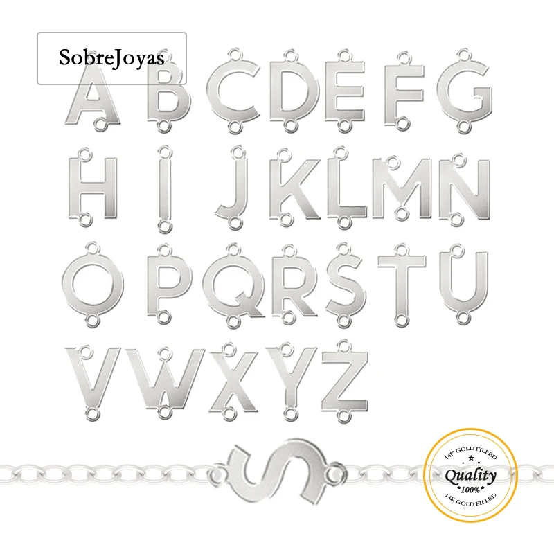 Vertical Letter CONNECTORS - 5.9mm Sterling Silver Alphabet Initial Links - Sideways Necklace Letter -Permanent Jewelry Supplies