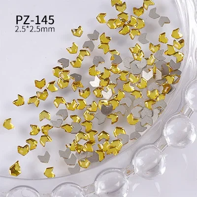 50pcs French Style New Mini Malt Shaped Nail Art Decoration With Fine Shimmering Golden Malt Broken Crystal Diamonds Wholesale