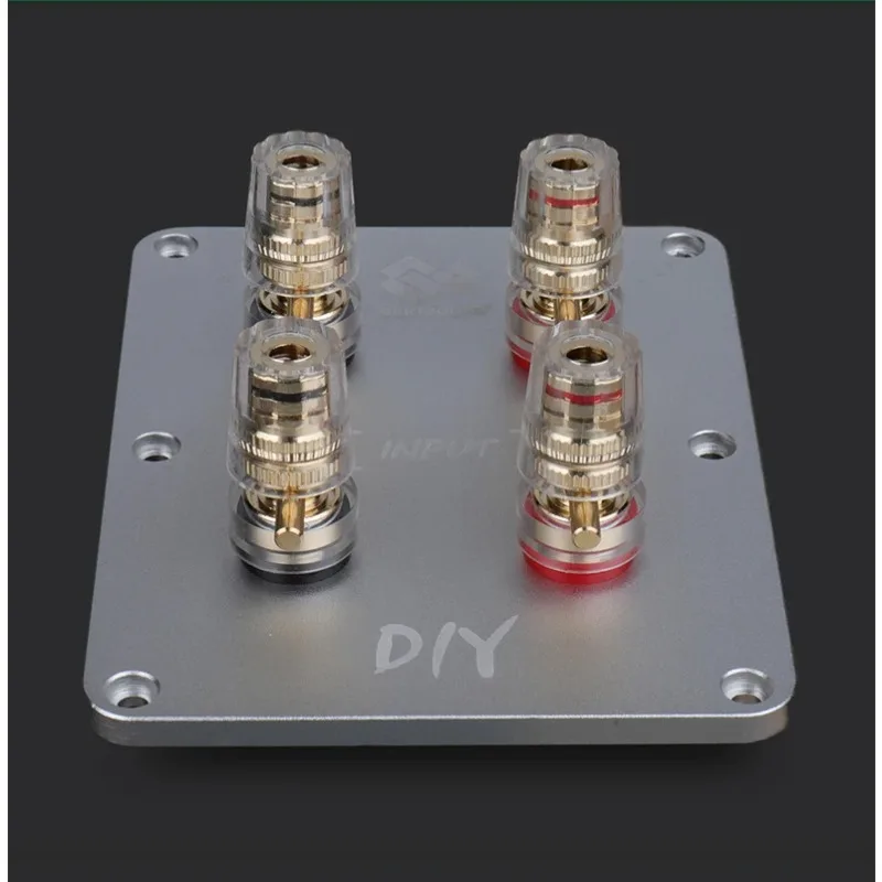 4-Position Junction Box with Pure Copper Gold-Plated Terminals, Dual-Line Split Tone Junction Board for Audio Accessories