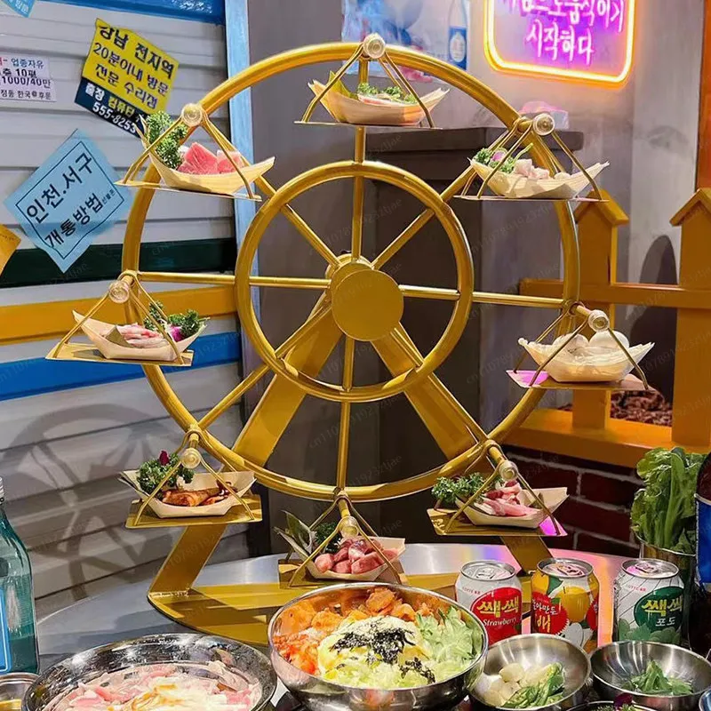 Creative Rotating Ferris Wheel Food Display Stand, Hot Pot BBQ Serving Rack for Buffet Restaurant Hotel