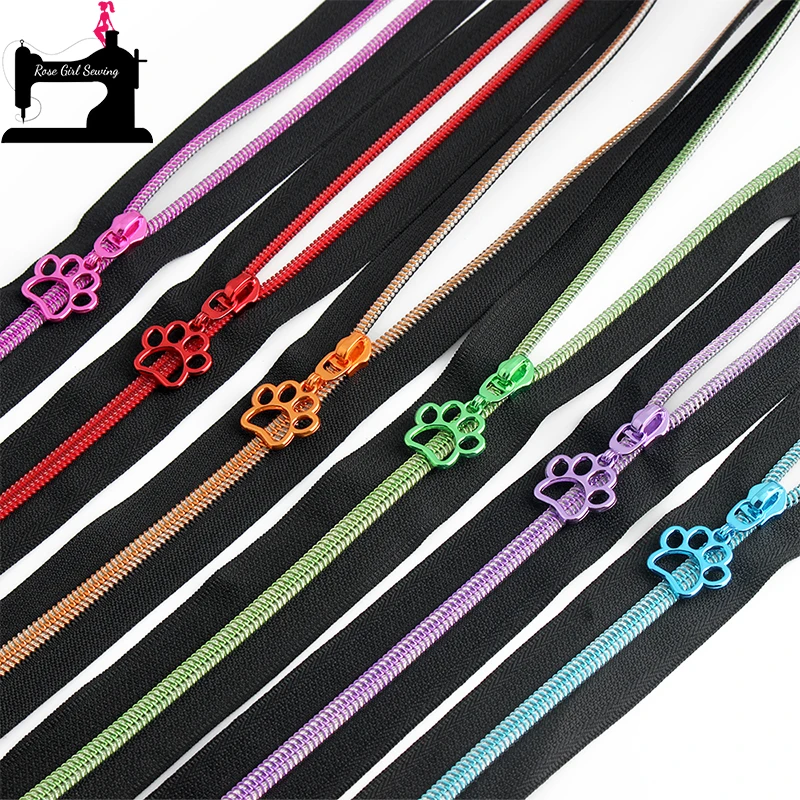 

10/50/100yards 5# Nylon Dog Claw Slider With Zipper Tape For Sewing Wallet Bag Handbag Clothing Zip Head Replacement Accessories