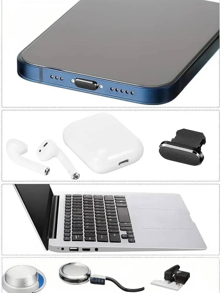 Zatyczka przeciwkurzowa do telefonu z szczoteczką do czyszczenia, zestaw do czyszczenia słuchawek Type C do telefonów 14 13 12 8 pro Max plus - Ochraniacz portu ładowania — 2