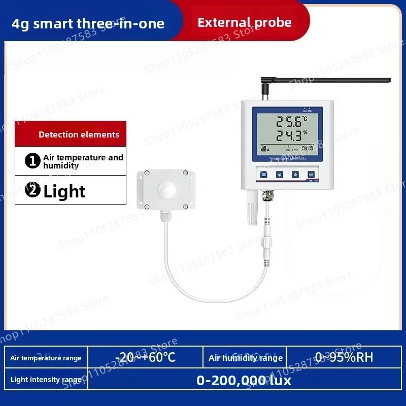 Thermohygrometer 4G remote alarm recorder Soil light carbon dioxide sensor Greenhouse detector