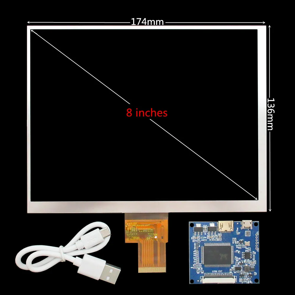 8 Inch 1024*768 IPS LCD Display Screen Driver Control Board Mini HDMI-Compatible For Development Board Raspberry Pi Banana Pi PC