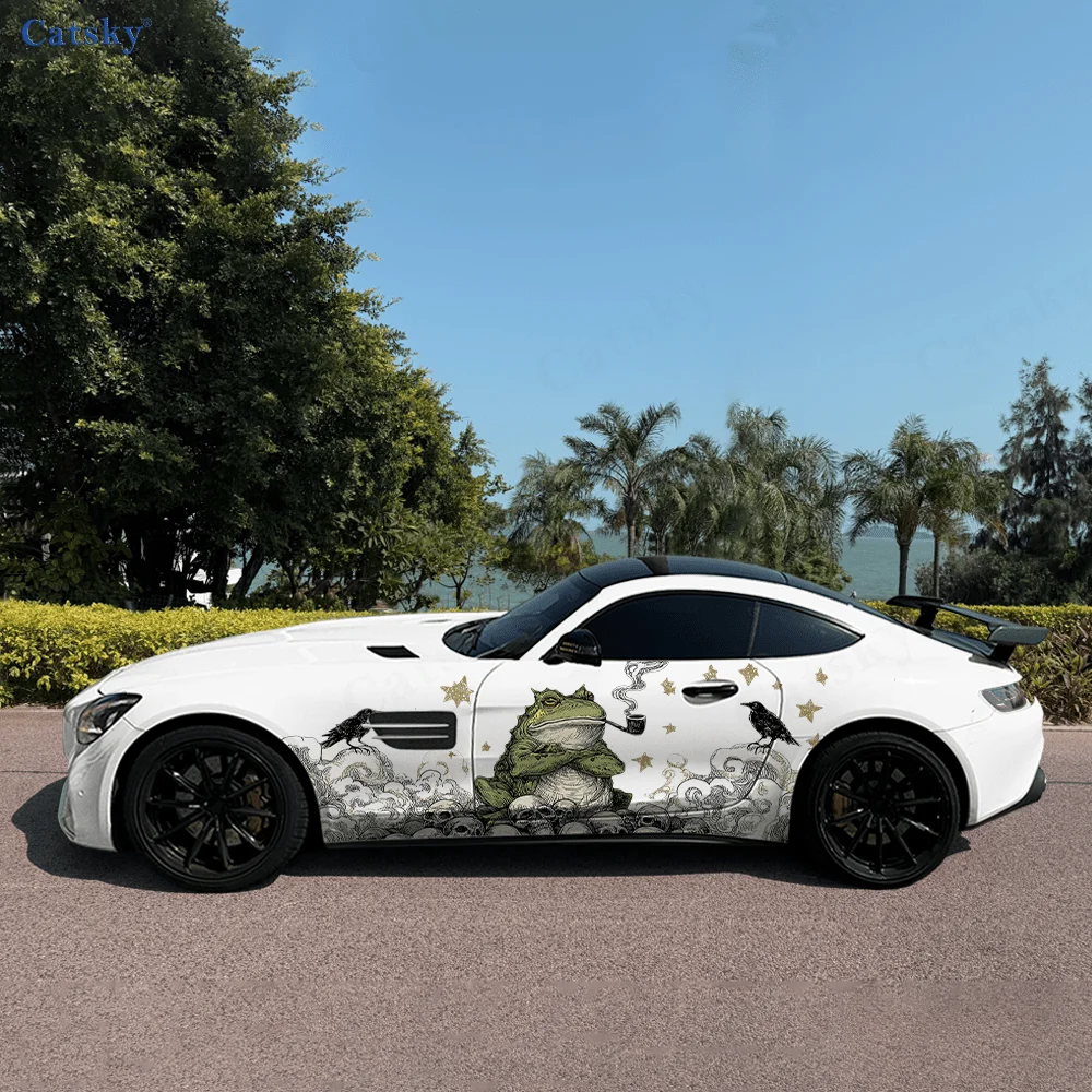 

Виниловая наклейка для курения жабы, черепа, вороны, автомобиля, самоклеящаяся наклейка из ПВХ, подходит для грузовиков, внедорожников, украшения, автоаксессуары, подарок