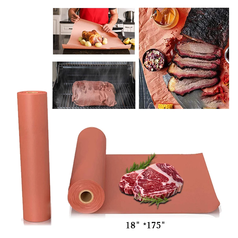 18*175 Inch Pink Butcher Paper Waterproof BBQ Kraft PaperOil Proof High Temperature Resistant for Smoking Meat Multi functional