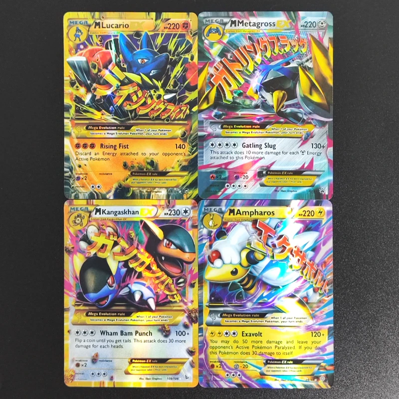 20PCS/Set DIY PTCG English Venusaur Charizard Gengar Lucario Metagross Ampharos Blastoise EX Hobby Collection Card Toy