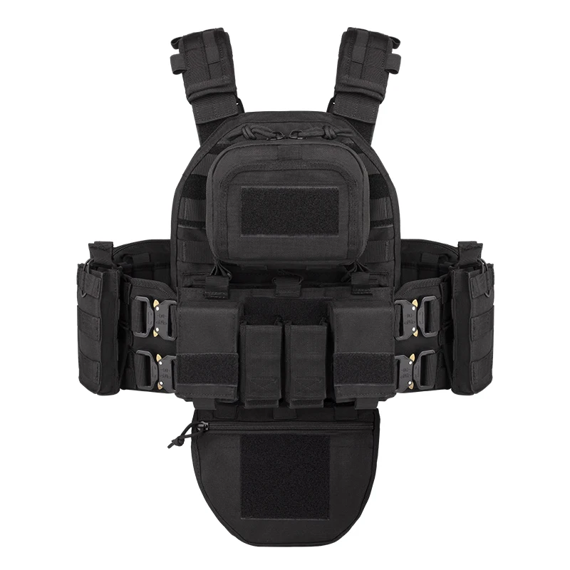 TLF Yakeda Chaleco táctico Chaleco Tactico Molle bolsas poliéster negro totalmente protección Chaleco táctico de caza para hombres