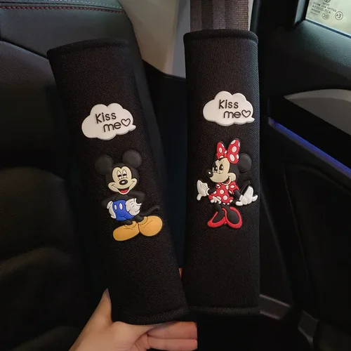 Cinturón de seguridad de verano para coche de dibujos animados, hombrera, fundas para cinturón de seguridad, decoración bonita para Interior de coche, un par de accesorios de adorno alargados