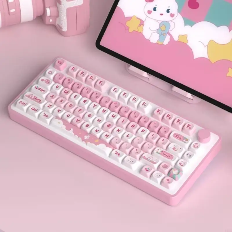 L9NA 138Keys DIY Keycaps Replacement Cartoon Rabbit PBT Keycaps for Gaming Mechanical Keyboard Switches
