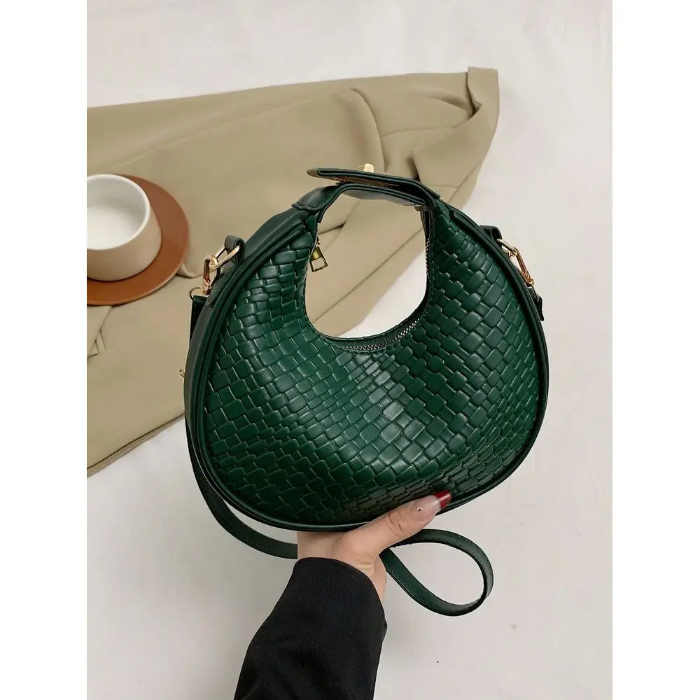 

Pattern Stone Pattern Women Minimalist Bag For Women, Stylish Solid Color Shoulder Bag, Zipper Crescent Handbag Purse