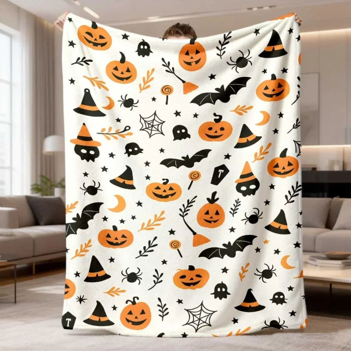 Thin Blanket Pink Ghost Witch Hat Boo Throw Blanket For Dorm Office Bedroom Rest Birthday Anniversary Halloween Meetup Keepsake