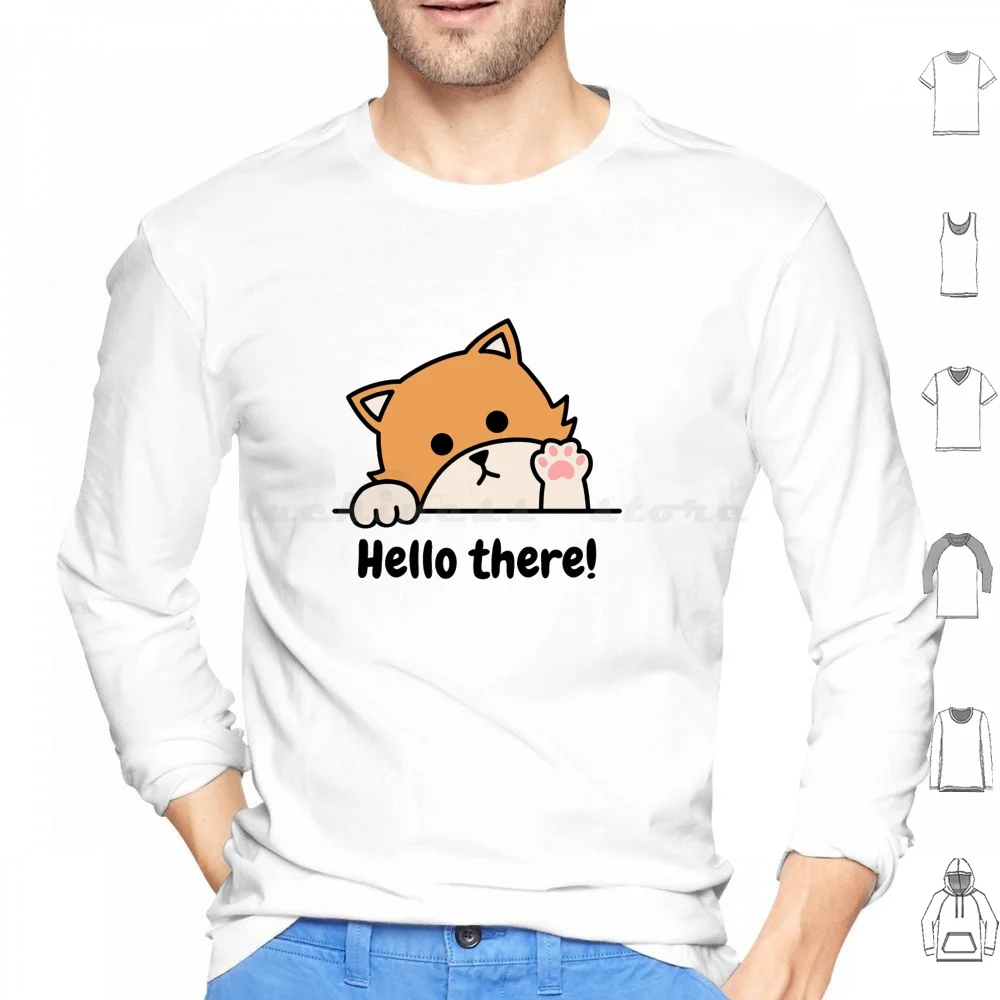 Puppy Hoodie cotton Long Sleeve Puppy Dog Dog Lover Cute Adorable Chibi Hello There Sorry Animals Pet Animal Lover Pup