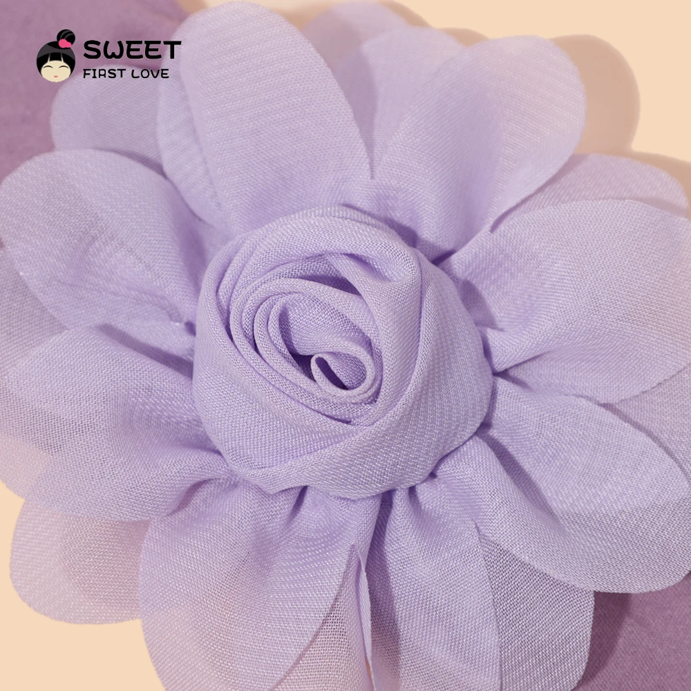 Headband For Kids Girls Solid Chiffon Flower Hair Band Baby Girls Soft Nylon Elastic Newborn Headwear Chlidren Hair Accessories