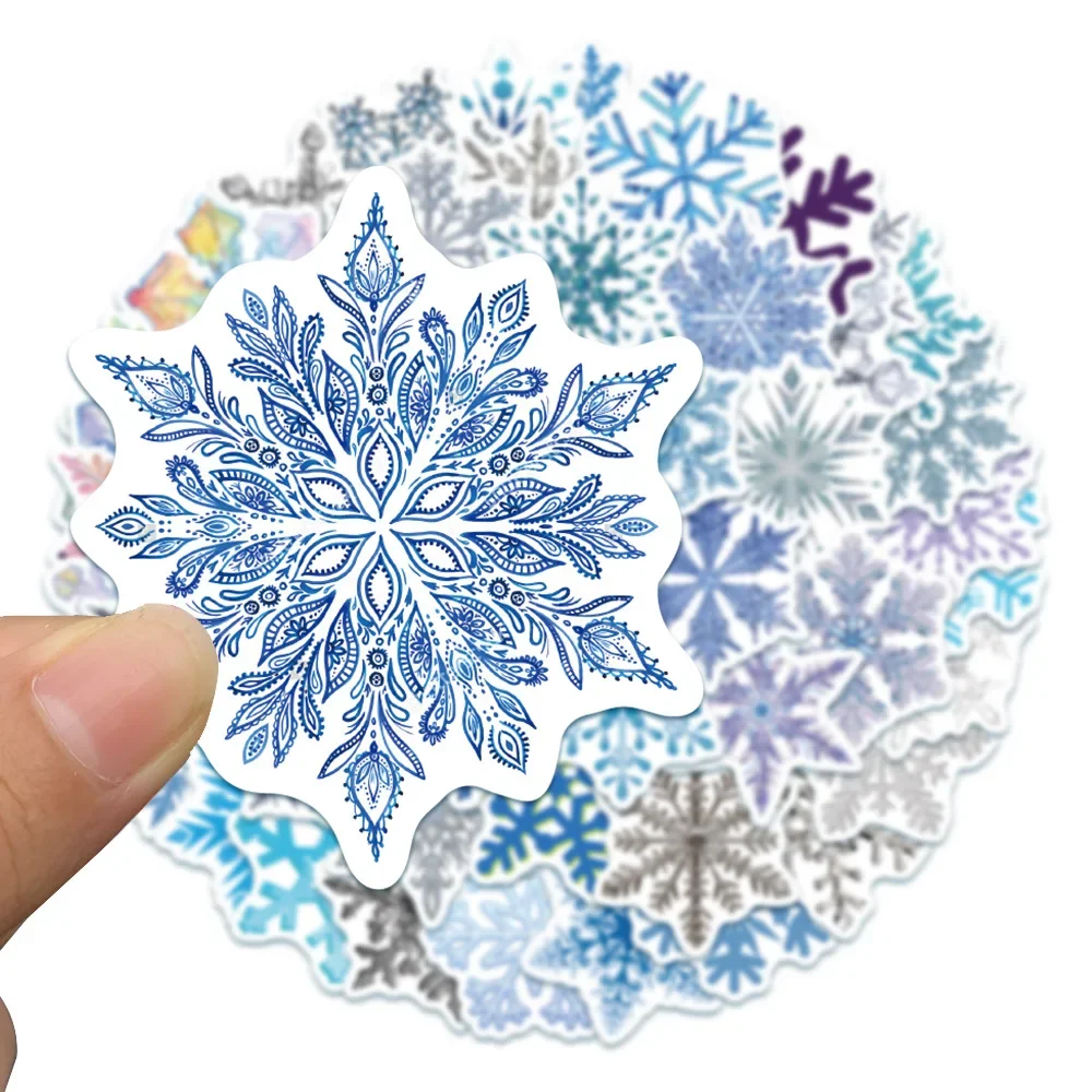 Pegatina de grafiti de PVC para niños, copos de nieve de invierno, decoración estética de teléfono, accesorios de álbum de recortes, 50 Uds.