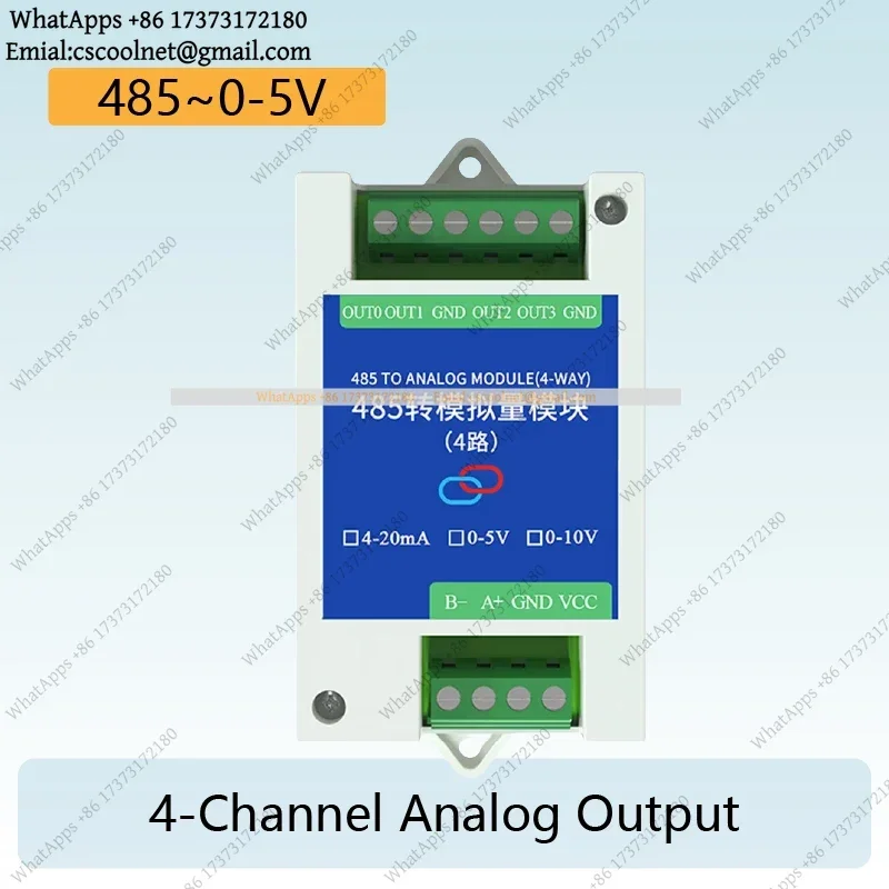 JS03 RS485 Modbus RTU to Analog Output Converter 2-Channel 4-20mA 0-5V 0-10V DAC Module for PLC Industrial Control