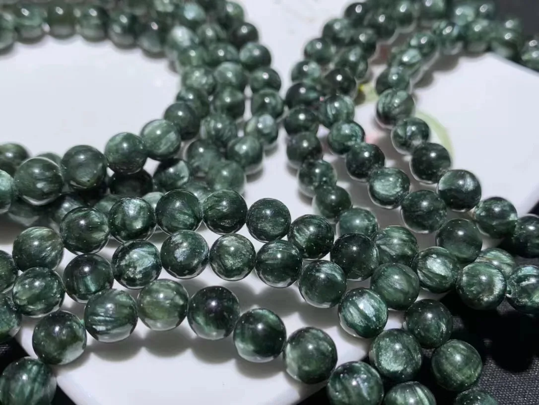 

Unit One Bracelet 6mm Good Quality Natural Seraphinite Crystal Healing Multi Loop Bead Bracelet