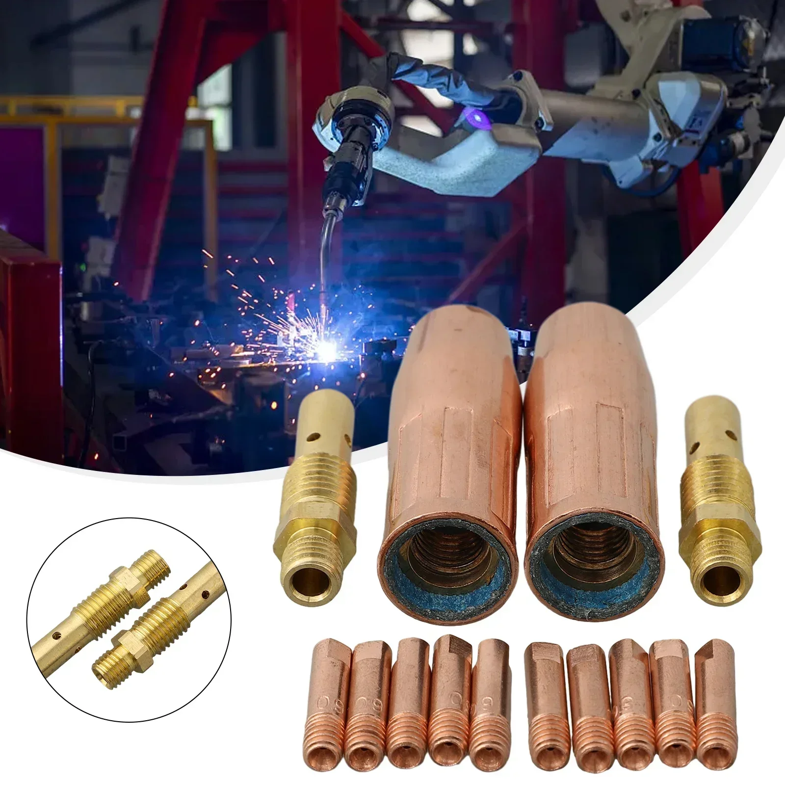 14 Pcs MIG Welding Kit 0.035 Solder Iron For Welding Equipment Gas Diffuser Nozzle Torch Nozzle Contact Tip 0.035