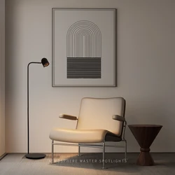 Aisilan Modern Black Floor Lamp Adjustable Lamp Head Aluminum 12W Dimmable Reading Floor Lamp for Living Room, Bedroom, Office