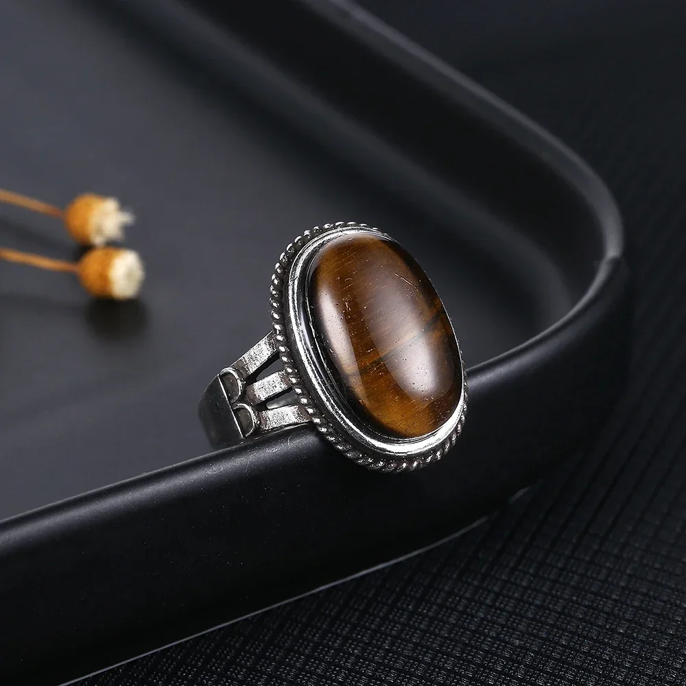 High Quality Natural Tiger Eye Rings 925 Sterling Silver Jewelry Ring for Women Gifts Vintage Fine Wedding Party Ring Wholesale