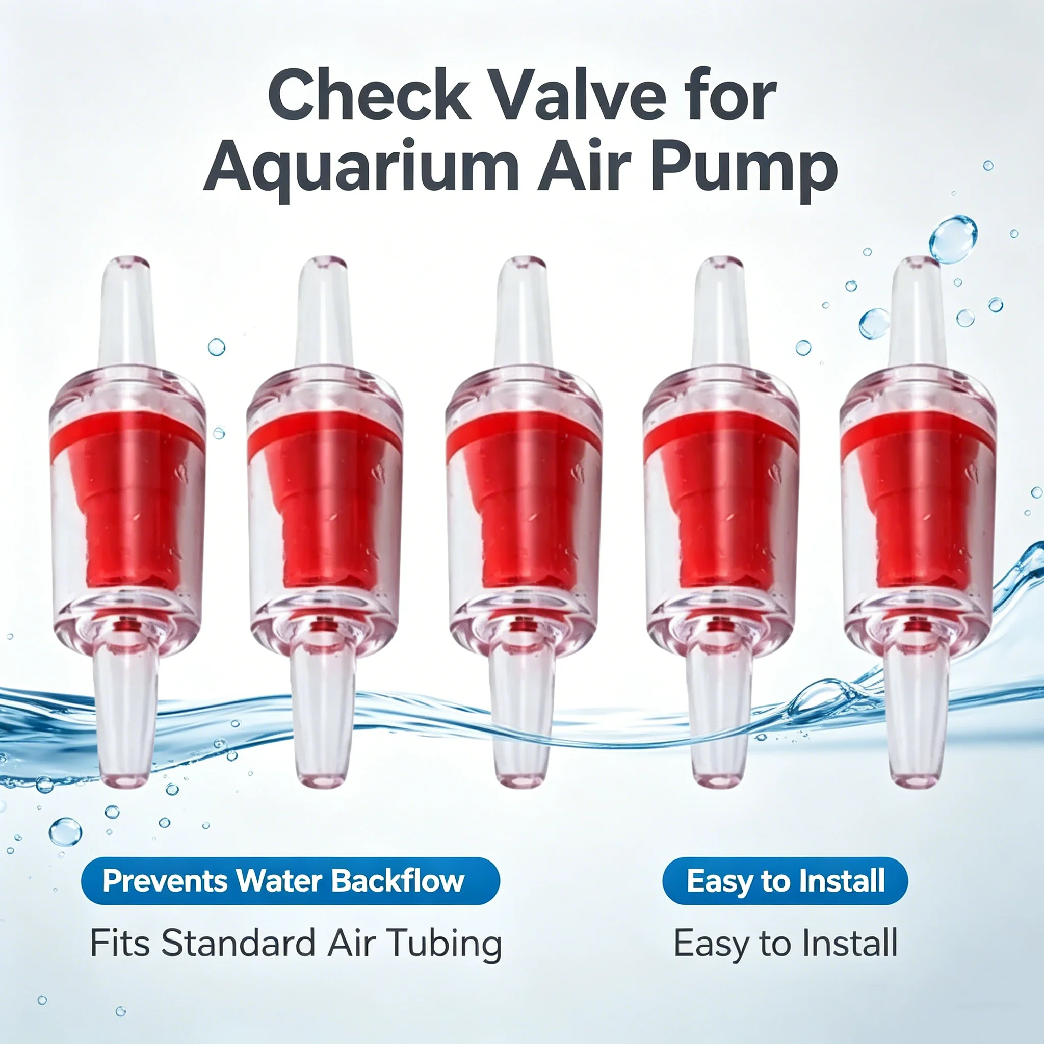 10pcs Aquarium Air Pump One Way Check Valve, Clear Plastic Anti-Backflow Valve for Standard Oxygen Tubing
