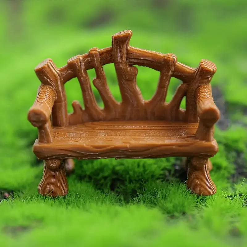 【M】Mini Fairy Dream Wooden Bench Model Realistic Texture Furniture Ornament For Dollhouse Decor Sand Table Photo Shooting Props