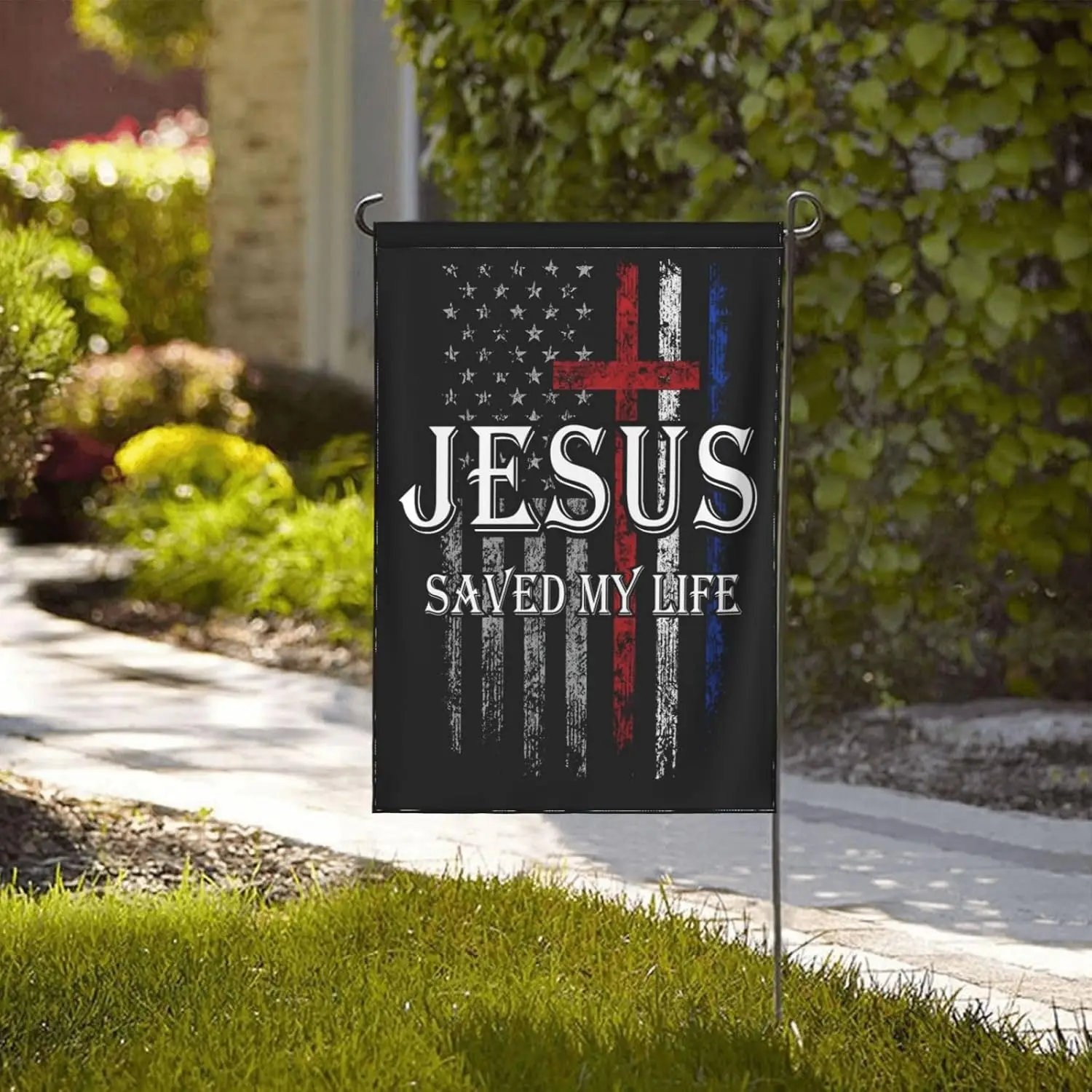 Jesus Saved My Life flag Christian Faith 12x18 Garden Flag Double-Side Banner No Flagpole IIK EEZ