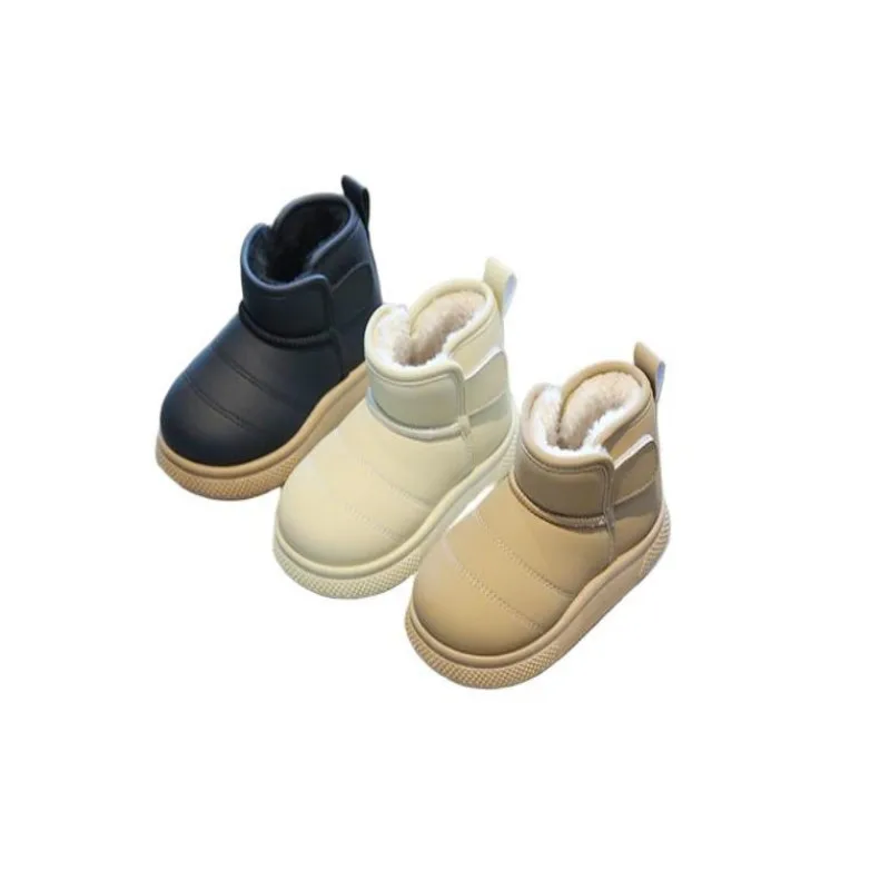 2026 Winter New Boys' Short Boots With Thick Velvet Girls' Cotton Boots Warmth Baby Cotton Shoes Children's Snow Boots 21-30