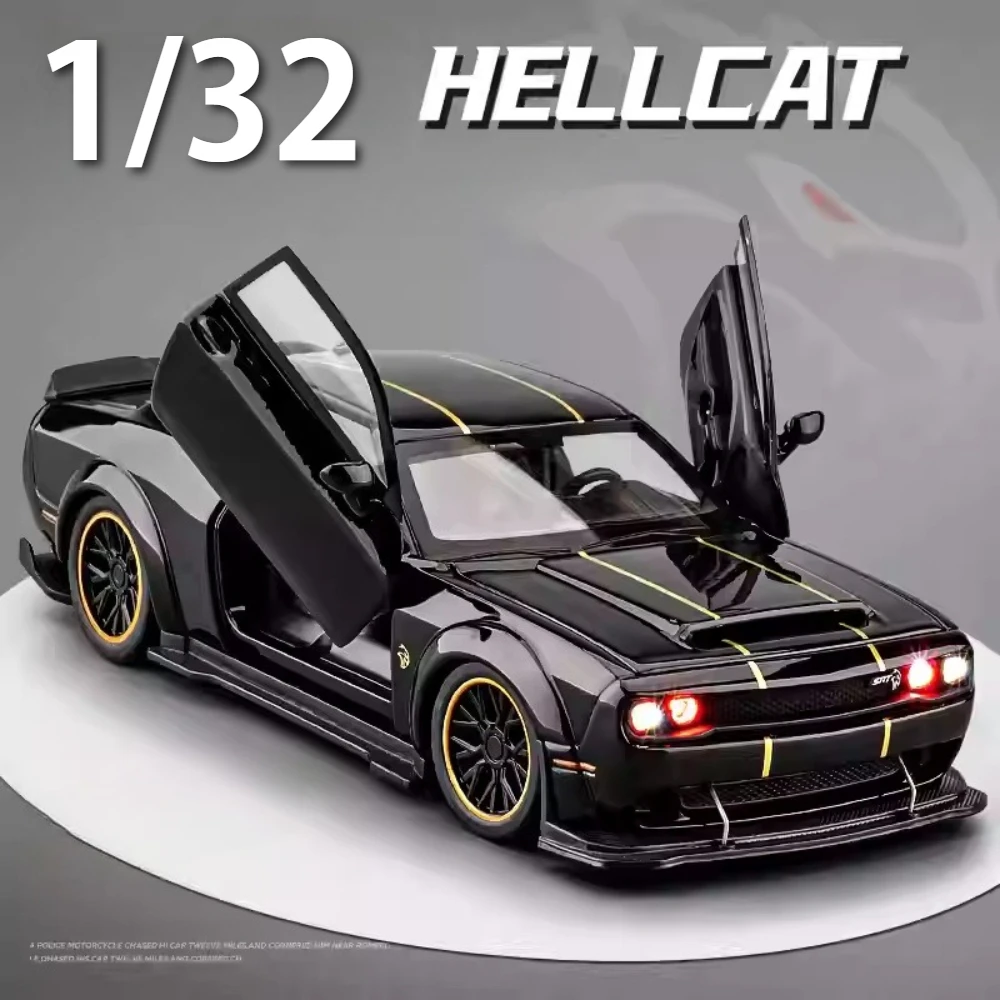 

1:32 Challenger SRT Hellcat Tomahawk XVGT Sports Cars Toys Models Wheels Turned Vehicles 4 Doors Opened Car Kids Festival Gifts