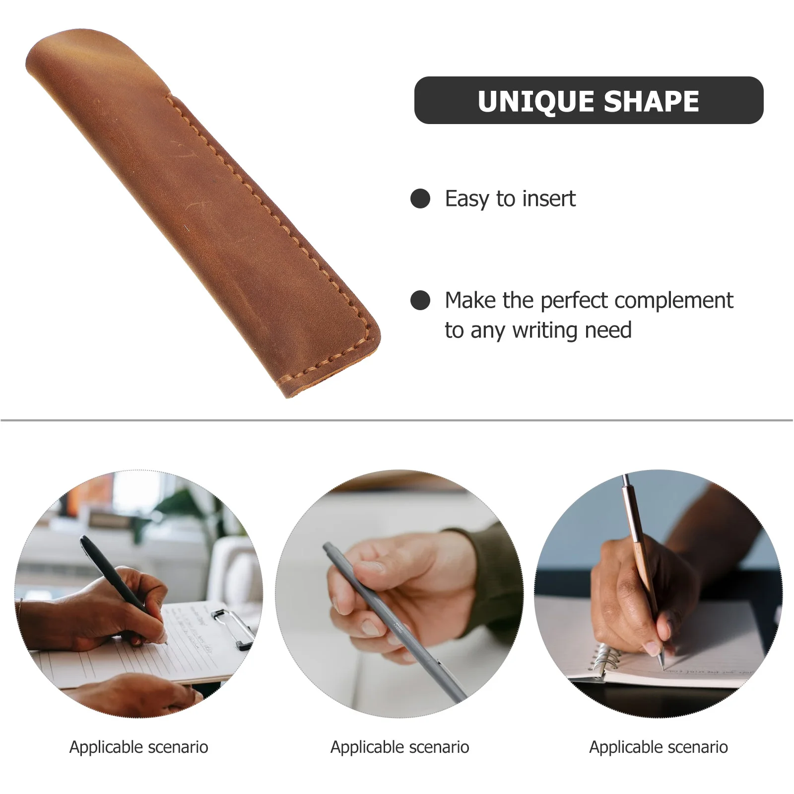

Cowhide Pen Set Case for Women Aesthetic Pencil Pouch Pocket Protector Fountain Holder Wallet