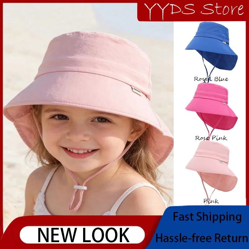 

Summer Quick Dry Large Brim Bucket Hat with Cape UV Protection Sun Hat for Kids Beach Vacation Outdoor Daily Wear