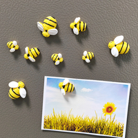 3-6-9pcs 3 Sizes Creative Animal Yellow Bee Resin Refrigerator Magnets Home Decor Accessoris Cute Fridge Magnetic Sticker