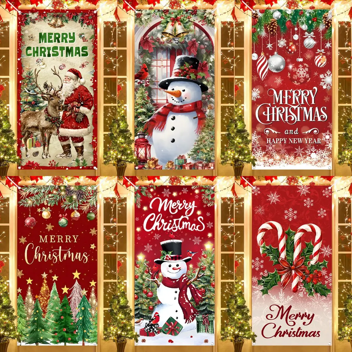 Christmas Hanging Flag Porch Door Banner Christmas Decorations For Home 2026 Xmas Ornaments Gifts Navidad Noel New Year Curtain
