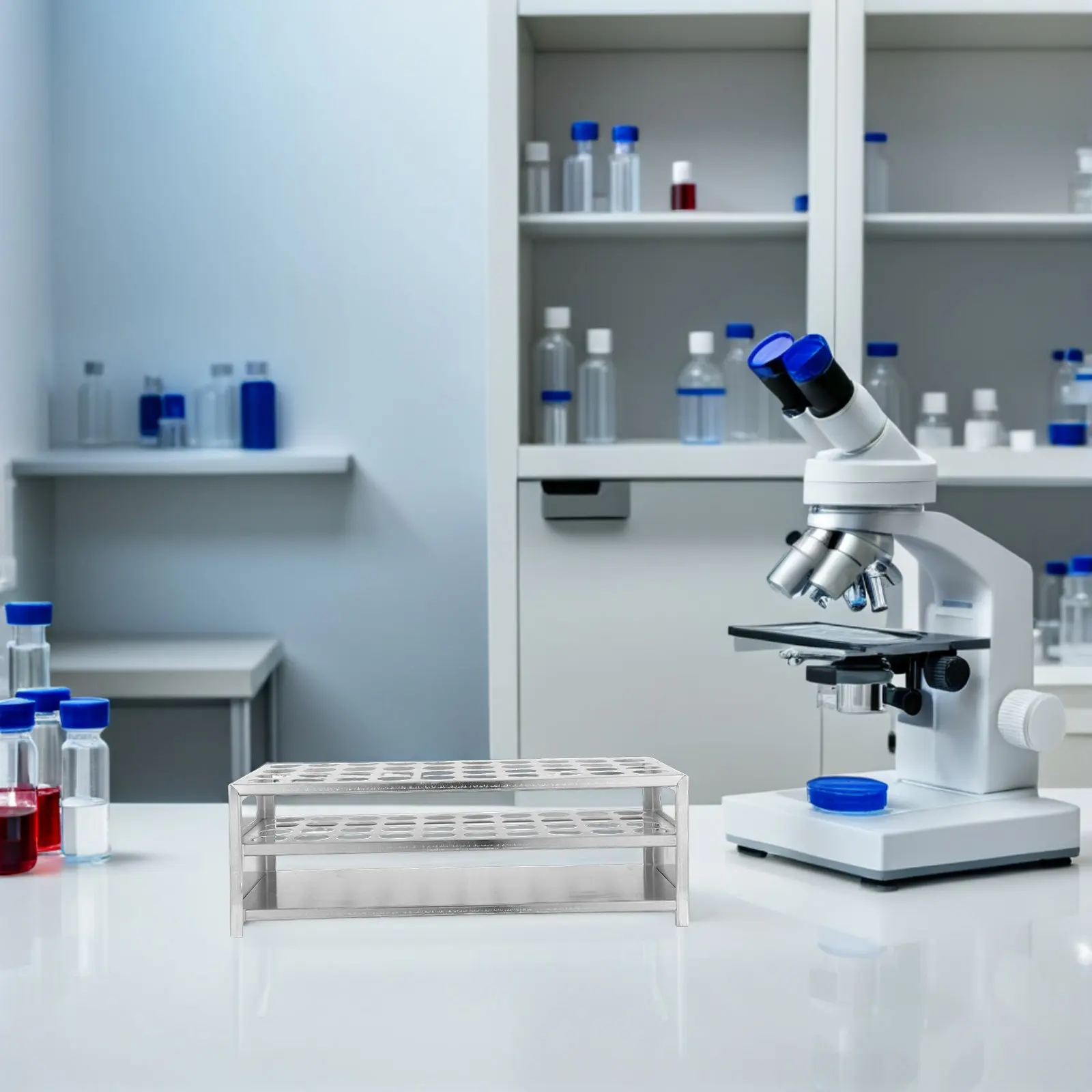 Multifunctional Test Tube Rack Transparent Stable Lab Stand Heat Resistant Lab Holder Suitable for Scientific Experiment and view 2