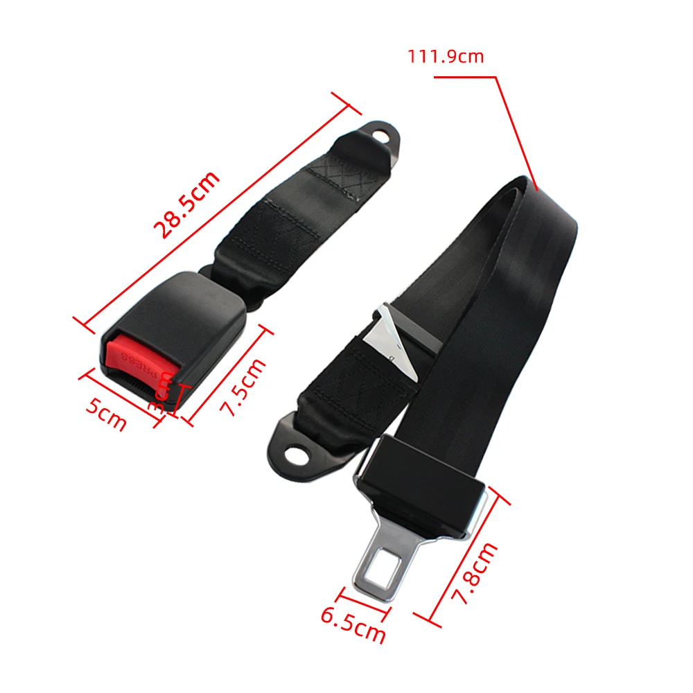 Cinturón de seguridad Universal de 2 puntos para coche, extensión ajustable para asiento de camión, accesorios para coche, color negro