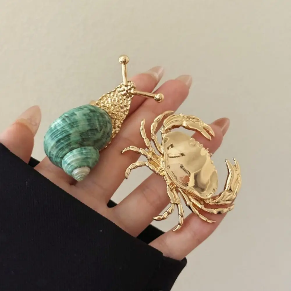 Natural Shell Snail Ring Jewelry Accessories Exaggerated Ocean Animal Ring Big Crab Korean Style Bohemia Finger Ring Gift
